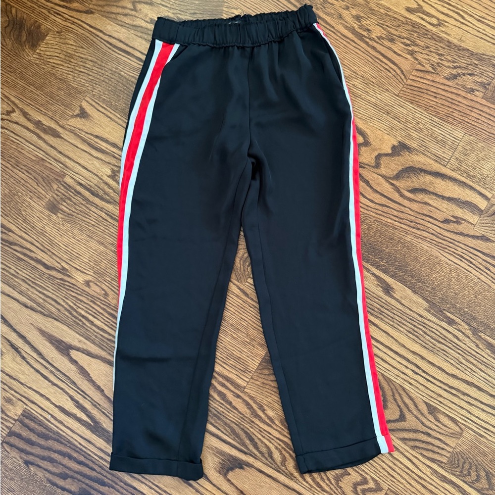 Vintage Zara black track pants with red & white stripes #athleisure #activewear